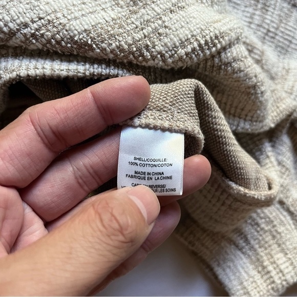 DIVINE HERITAGE tan tweed gold hardware zipper cropped boxy polo sweater - Picture 6 of 6